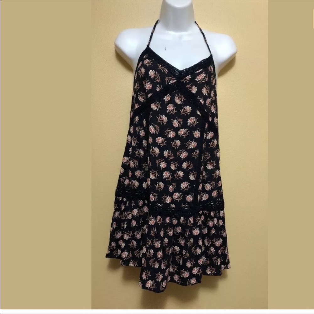 New American eagle black floral mini dress sz XS